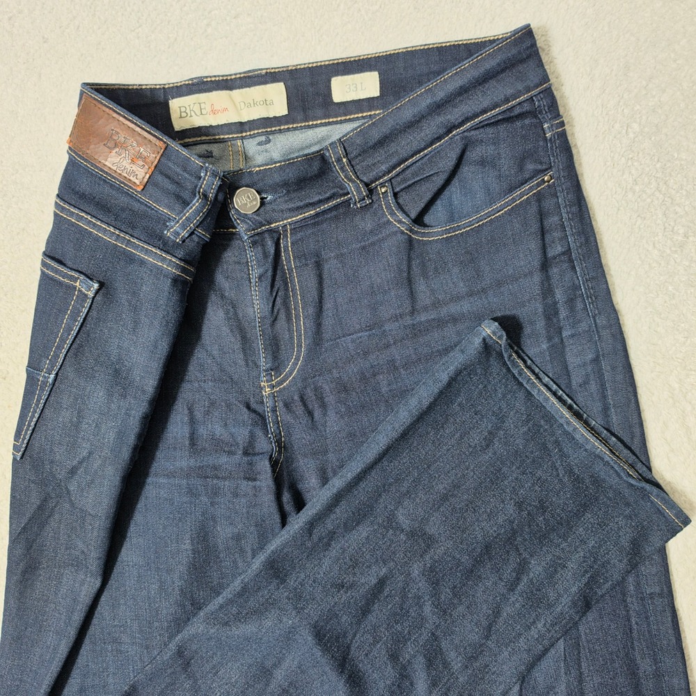 BKE Dakota Jeans Womens 33/33.5 Dark Blue Bootcut‎ Stretch Denim ABK152